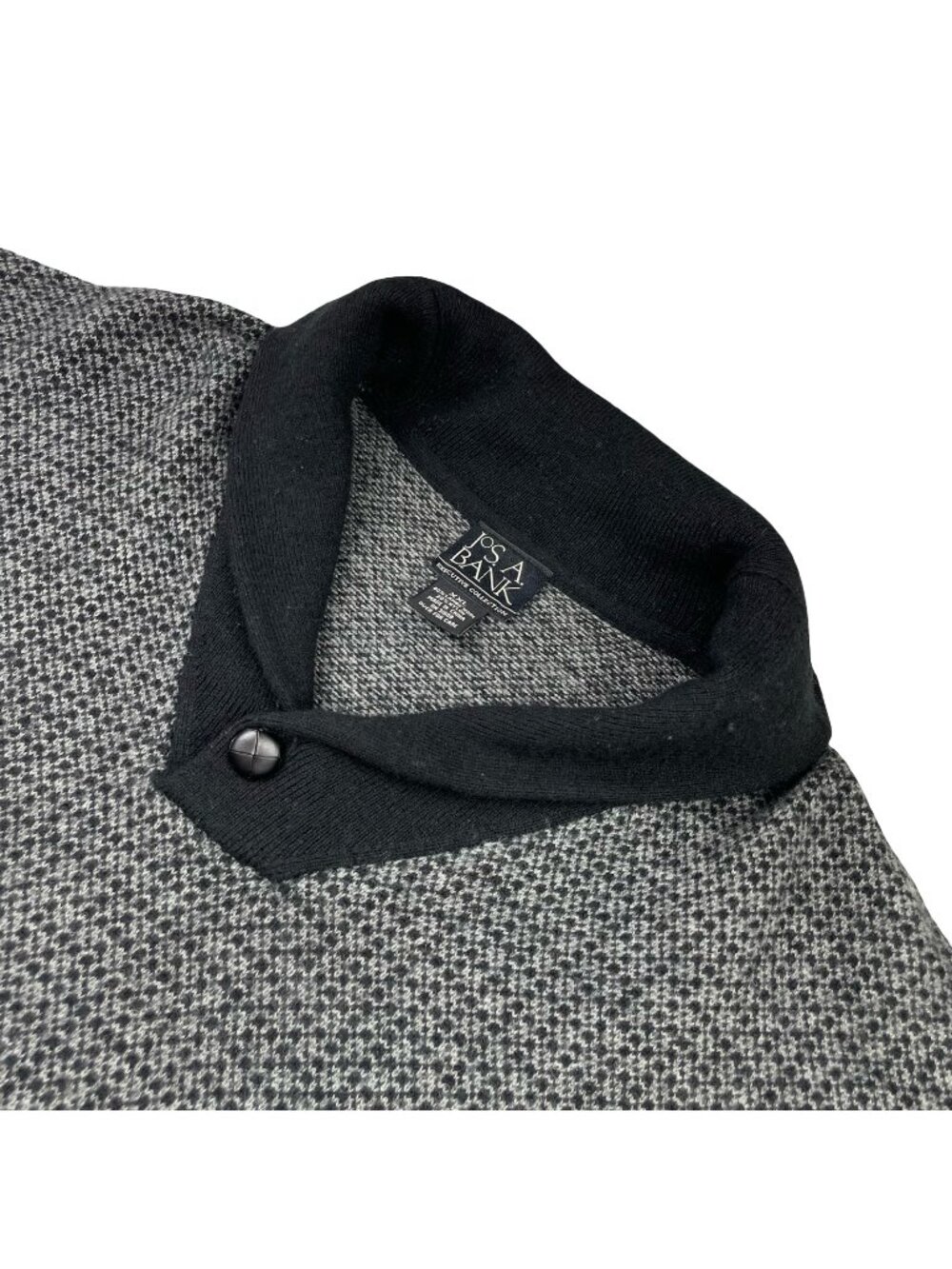 Jos A Bank Men's Wool Blend Shawl Collar Knit Sweater Gray/Black • 2XL